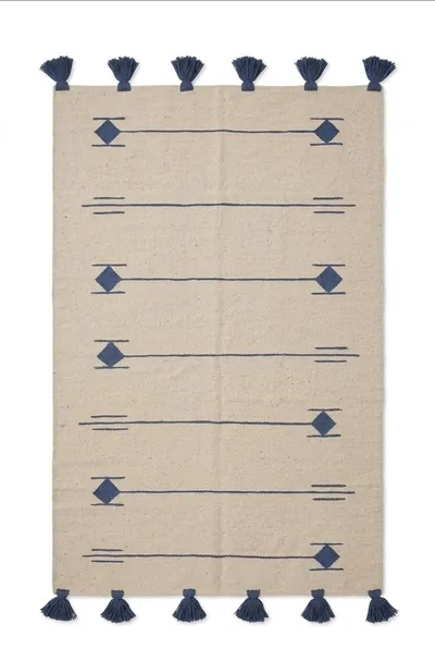 Handmade Modern Gray And Dark Blue Kilim