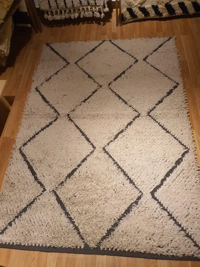 Handmade Modern Gray And White Kilim