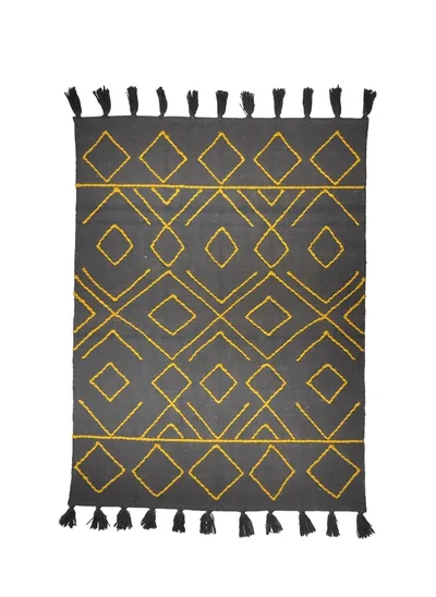 Charcoal & mustard 3D kilim