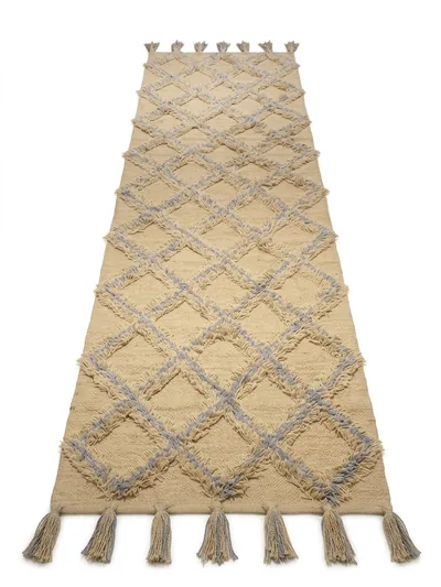 Handmade Modern Beige And Gray Kilim