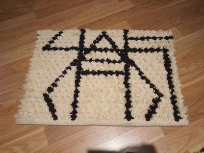 Handmade Modern Off White Black Door Mat