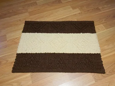 Handmade Modern Brown And Off White Door Mat