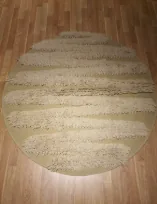 Handmade Modern Beige And Caffe Rounded Kilim