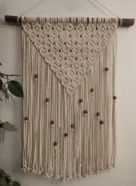 Handmade Modern Off White And Brown Makramya