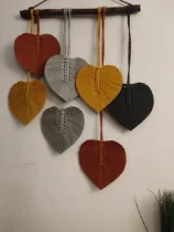 Handmade Modern Orange, Yellow, Gray And Black Makramya