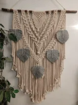 Handmade Modern Off White And Gray Makramya