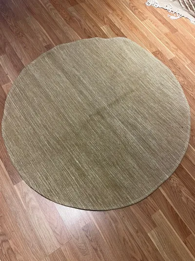 Handmade Modern Beige Rounded Kilim