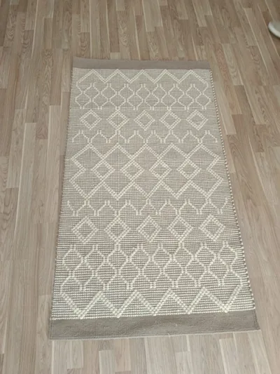 Handmade Modern Off White And Gray Kilim