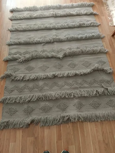 Handmade Modern Dark Gray 3D Kilim
