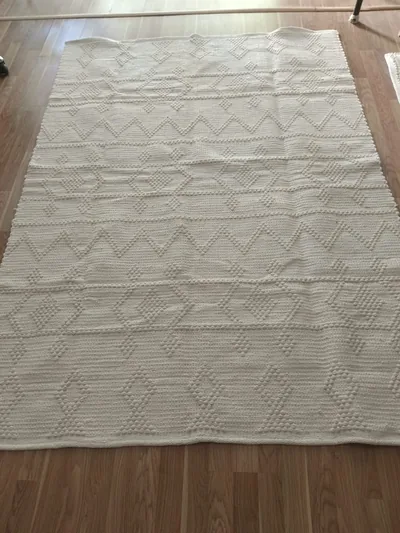 Handmade Modern White Cotton Kilim