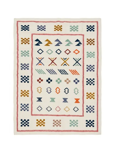 Handmade Modern Based White Colorful Cotton