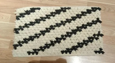 Handmade Modern Off White And Black Door Mat