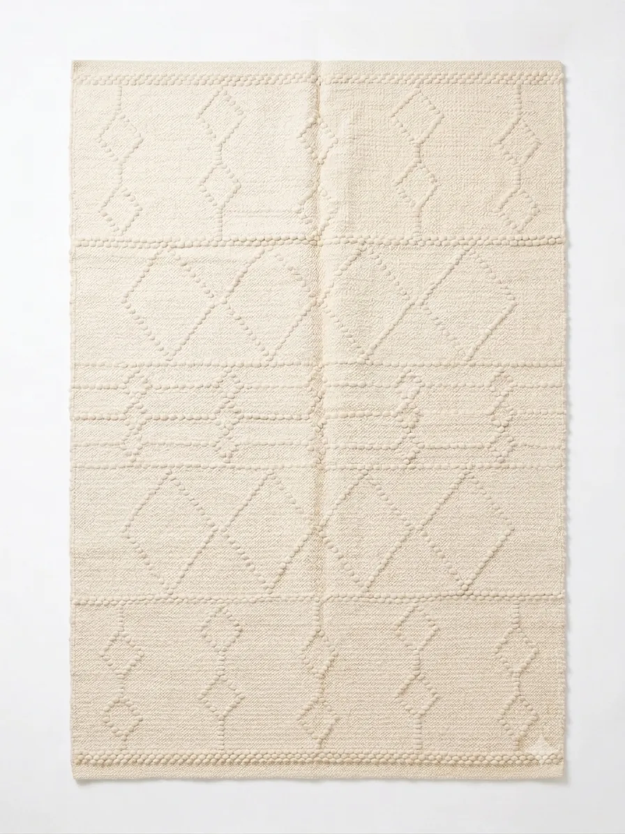 Handmade Modern White Cotton Kilim