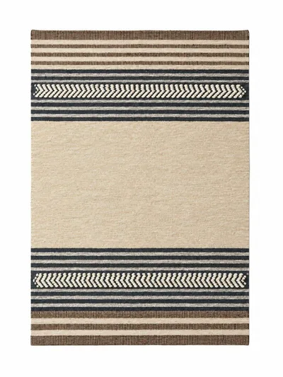 Handmade Modern Beige, Blue And Brown Cotton Kilim