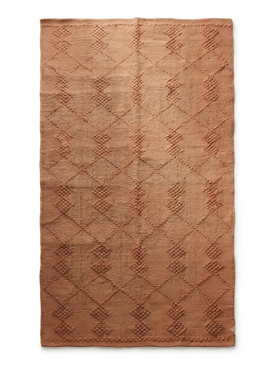 Handmade Modern  Brown Cotton Kilim
