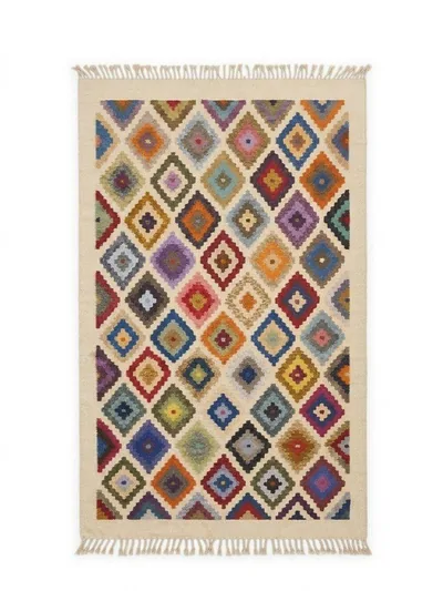 Handmade Modern Colorful And Off White Kilim