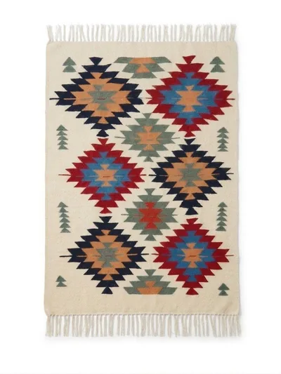 Handmade Modern Off White Kilim