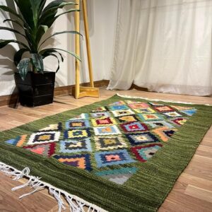 Handmade Modern Colorful And Light Green Kilim