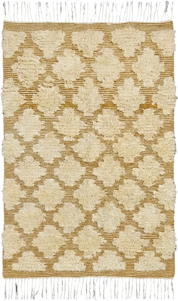 Handmade Modern Off White And Mustard Kilim