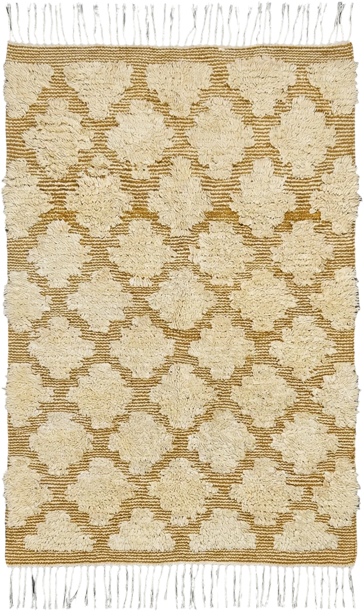 Handmade Modern Off White And Mustard Kilim