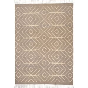 Handmade Modern Beige And Gray Kilim