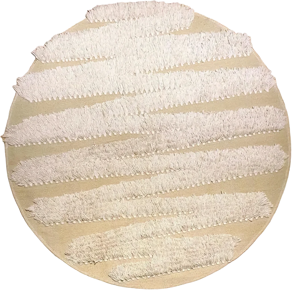 Handmade Modern Light Beige Round kilim