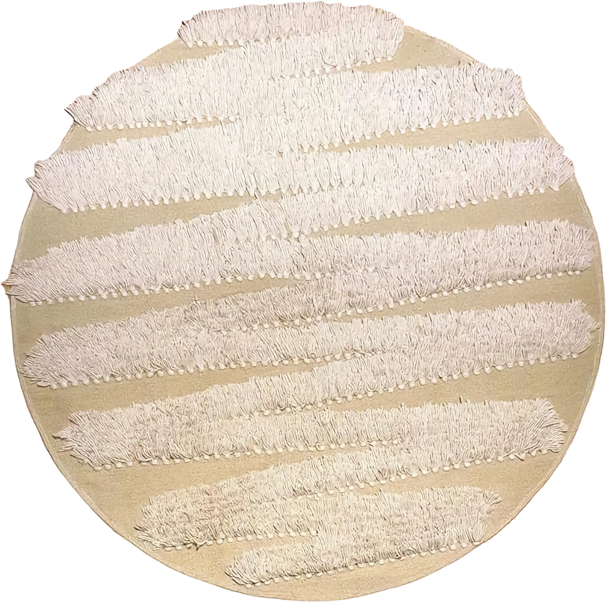 Handmade Modern Light Beige Round kilim
