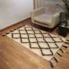 Handmade Modern Black And Off White Kilim