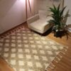 Handmade Modern Off White And Beige Kilim
