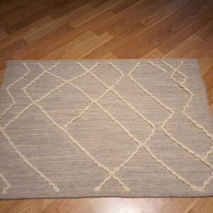 Handmade Modern Gray And White Door Mat