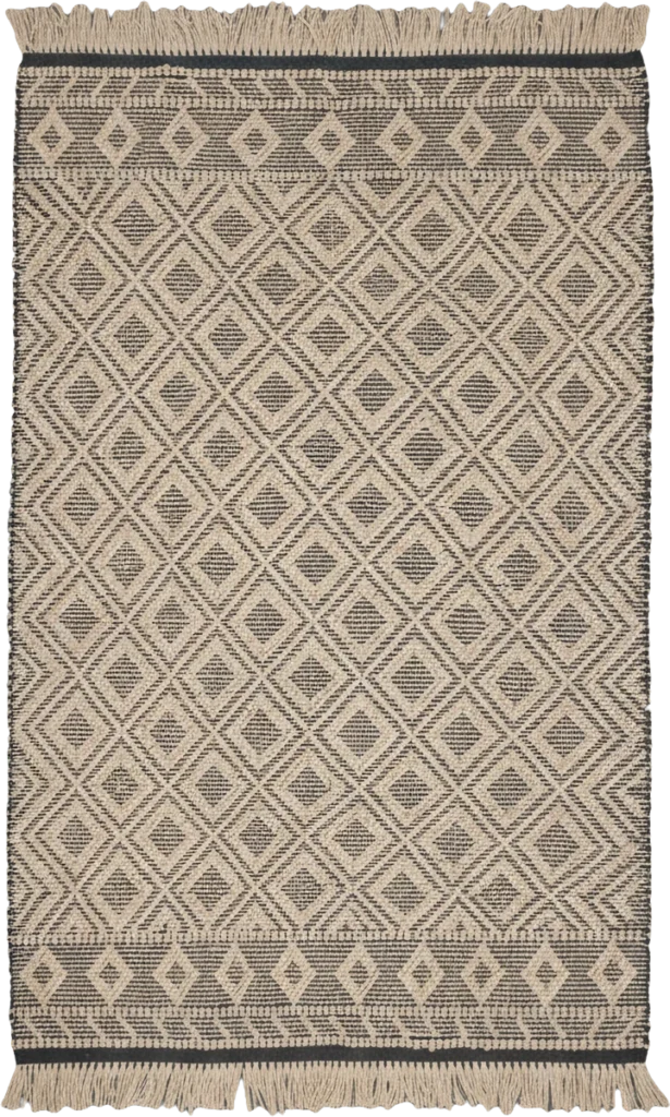Handmade Modern Dark Blue And Off White Kilim