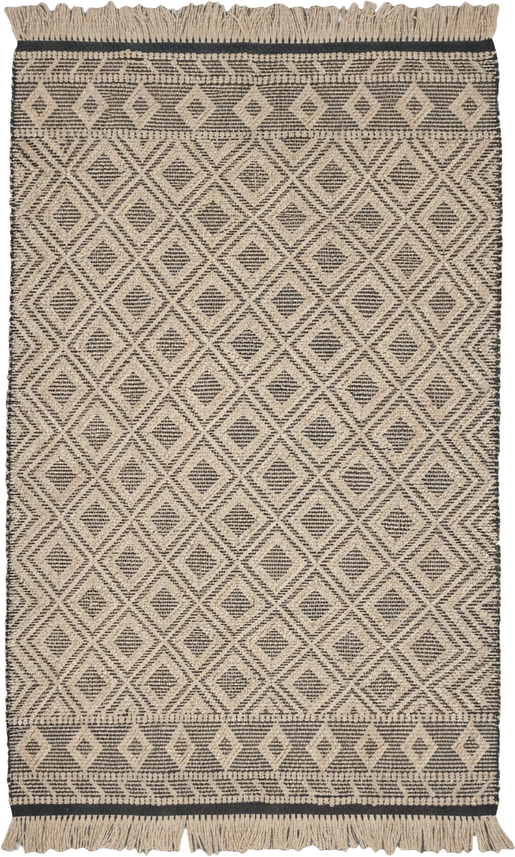 Handmade Modern Dark Blue And Off White Kilim