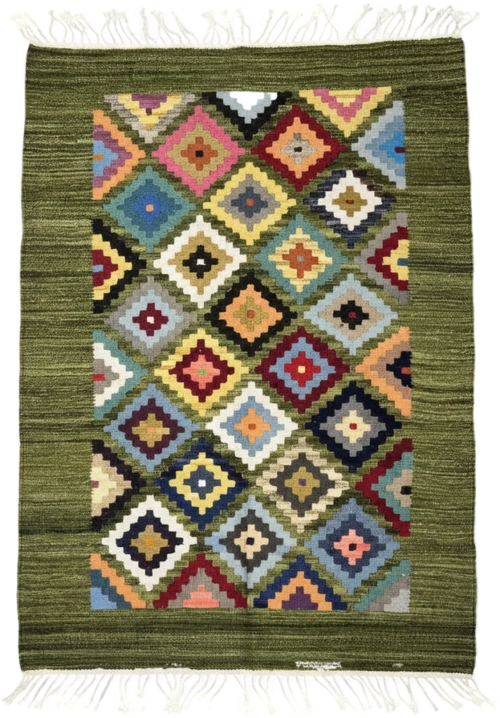 Handmade Modern Colorful And Light Green Kilim