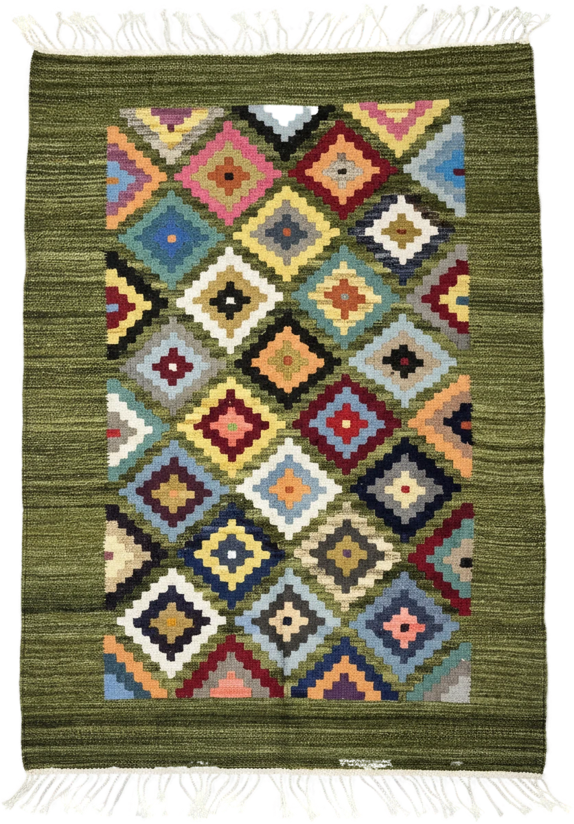 Handmade Modern Colorful And Light Green Kilim