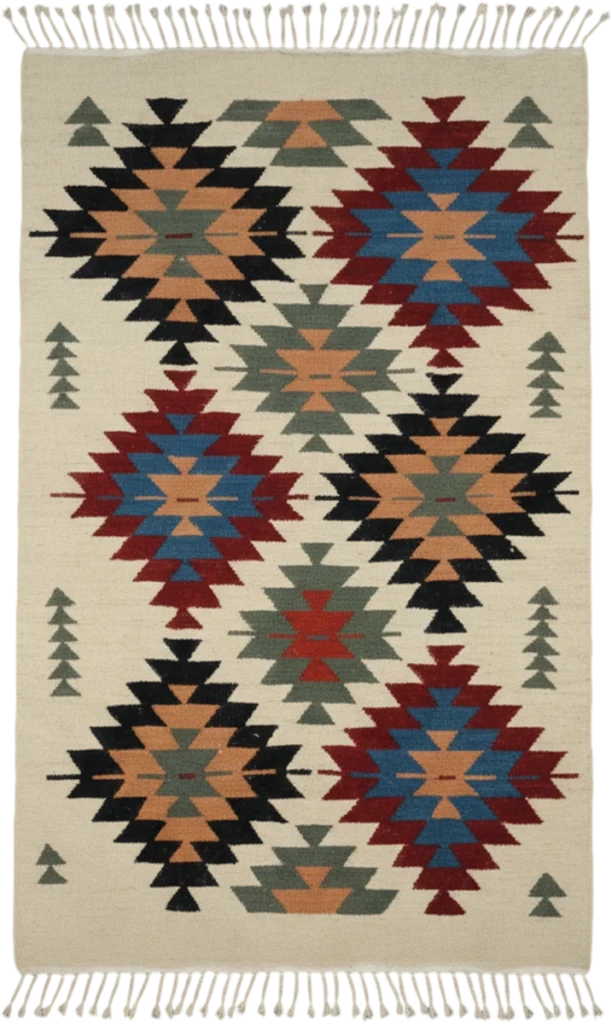 Handmade Modern Off White Kilim