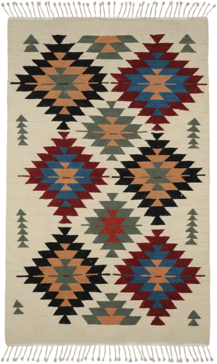 Handmade Modern Off White Kilim