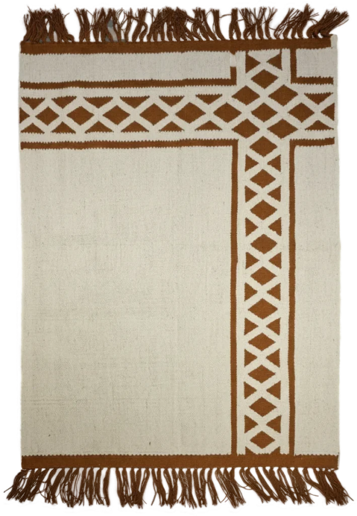 Handmade Modern Beige And Orange Kilim