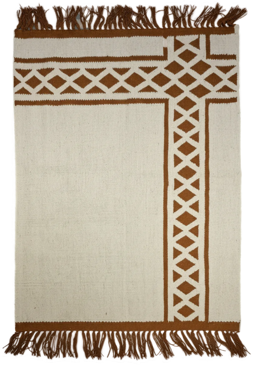 Handmade Modern Beige And Orange Kilim