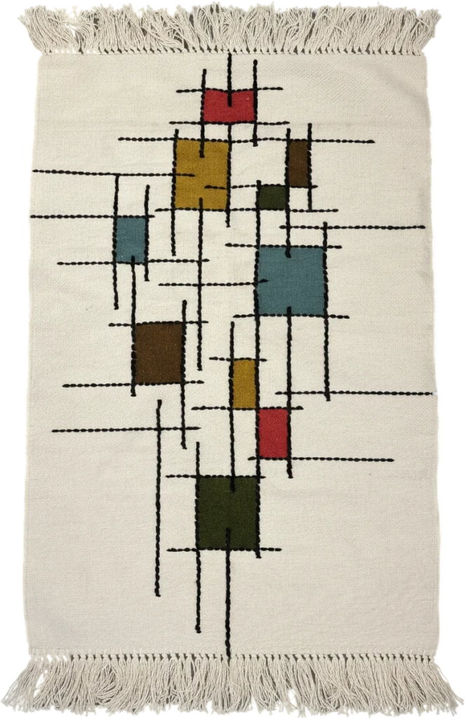 Handmade Wool Kilim Rug – Geometric Multicolor Design
