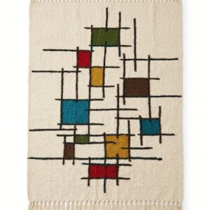 Handmade Wool Kilim Rug – Geometric Multicolor Design
