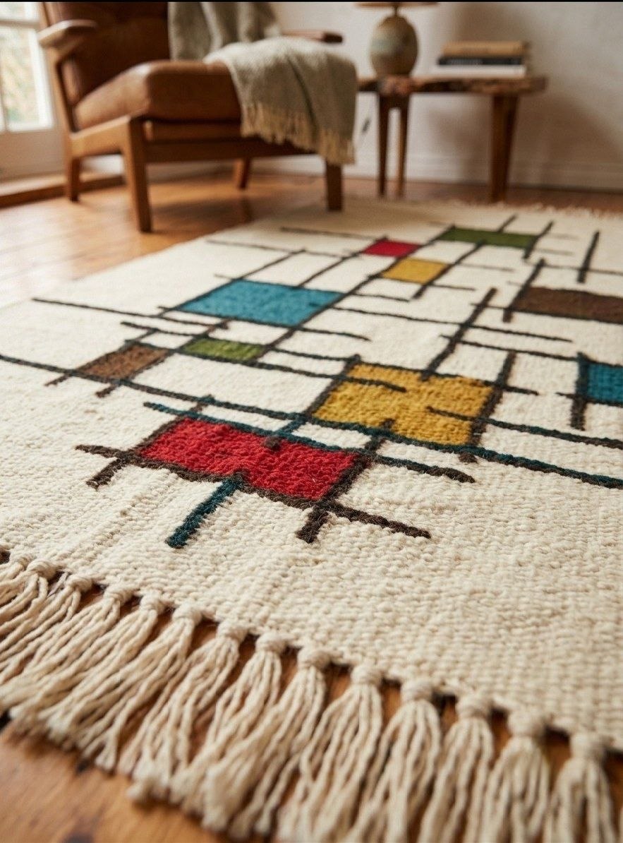 Handmade Wool Kilim Rug – Geometric Multicolor Design - Image 3