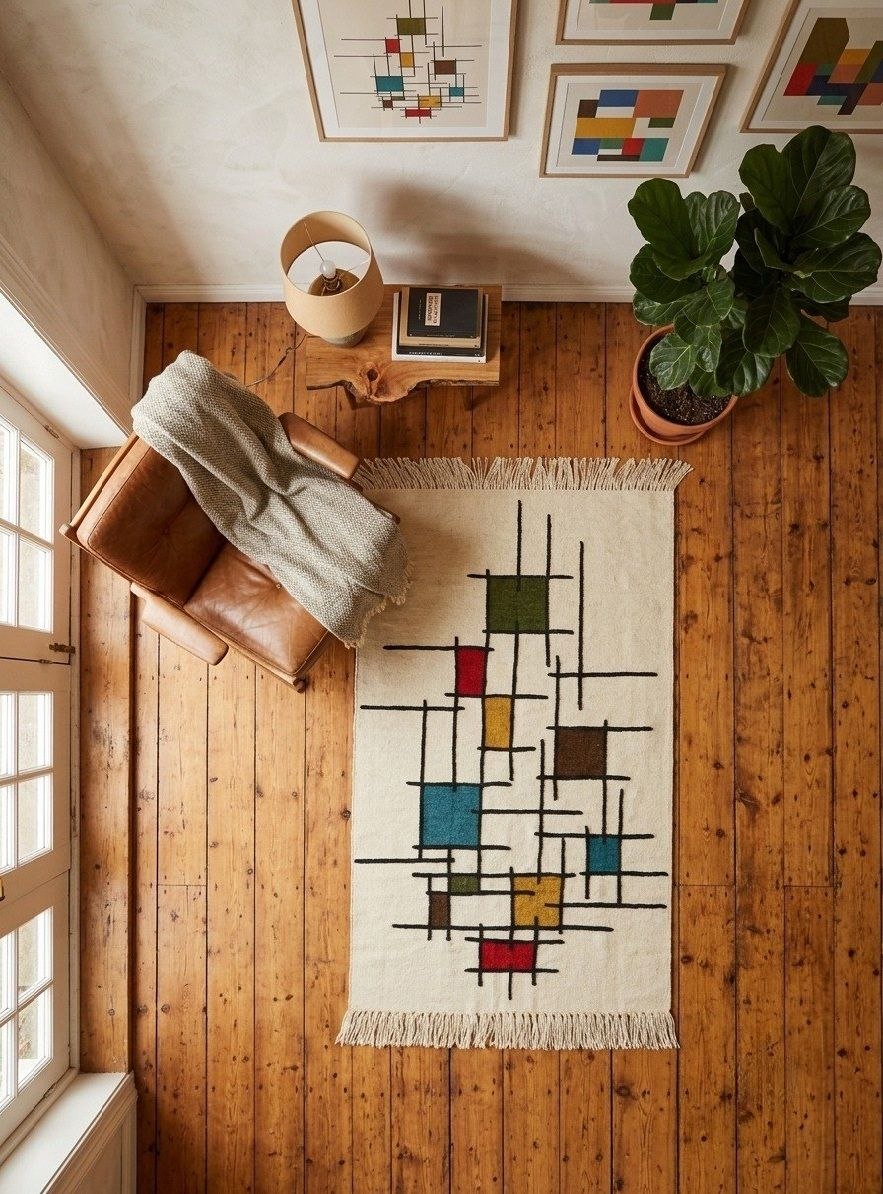 Handmade Wool Kilim Rug – Geometric Multicolor Design - Image 2