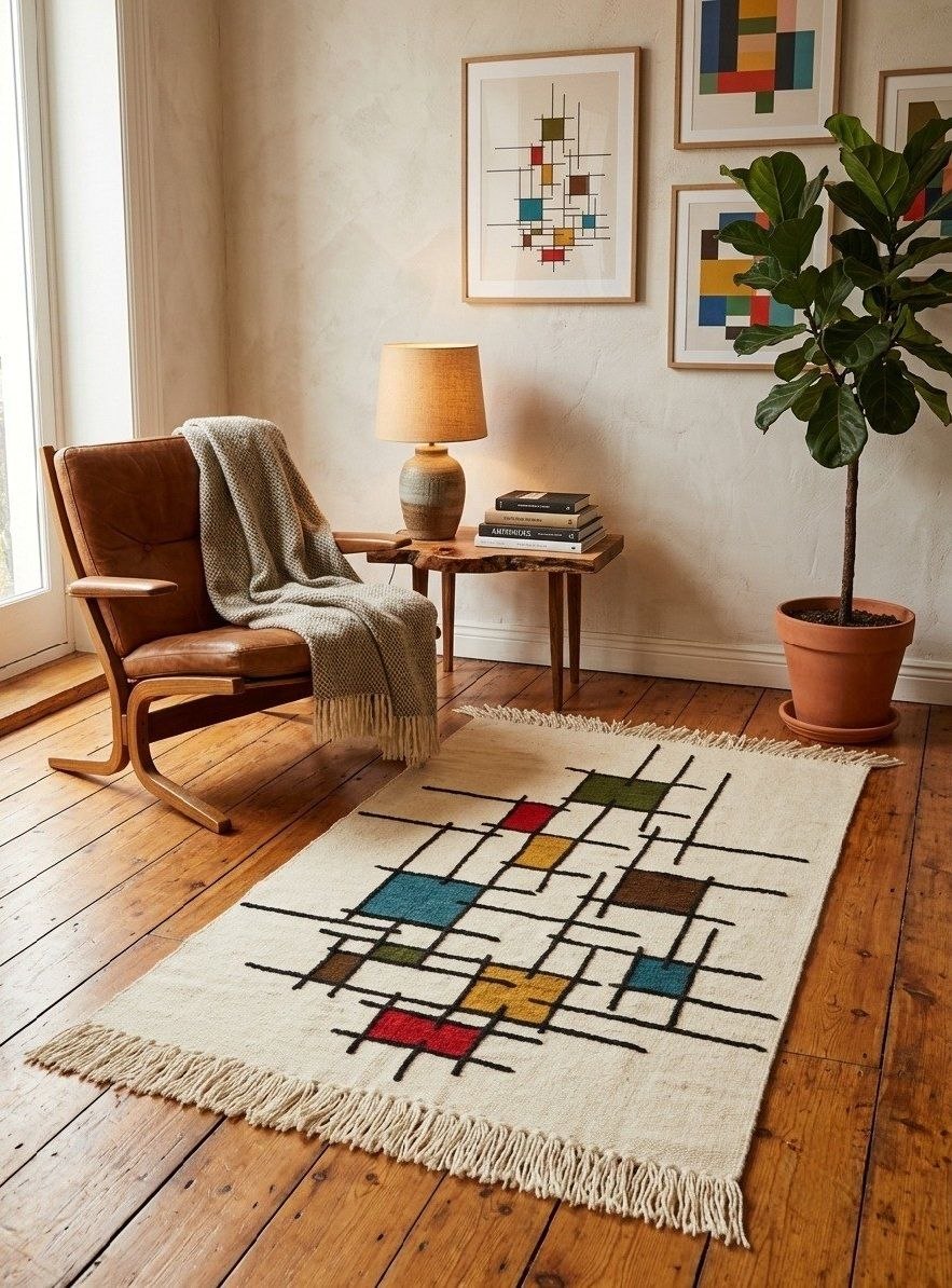 Handmade Wool Kilim Rug – Geometric Multicolor Design - Image 4