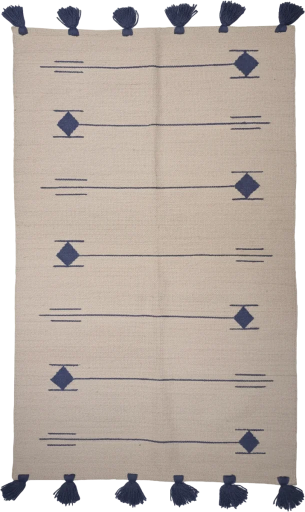 Handmade Modern Gray And Dark Blue Kilim
