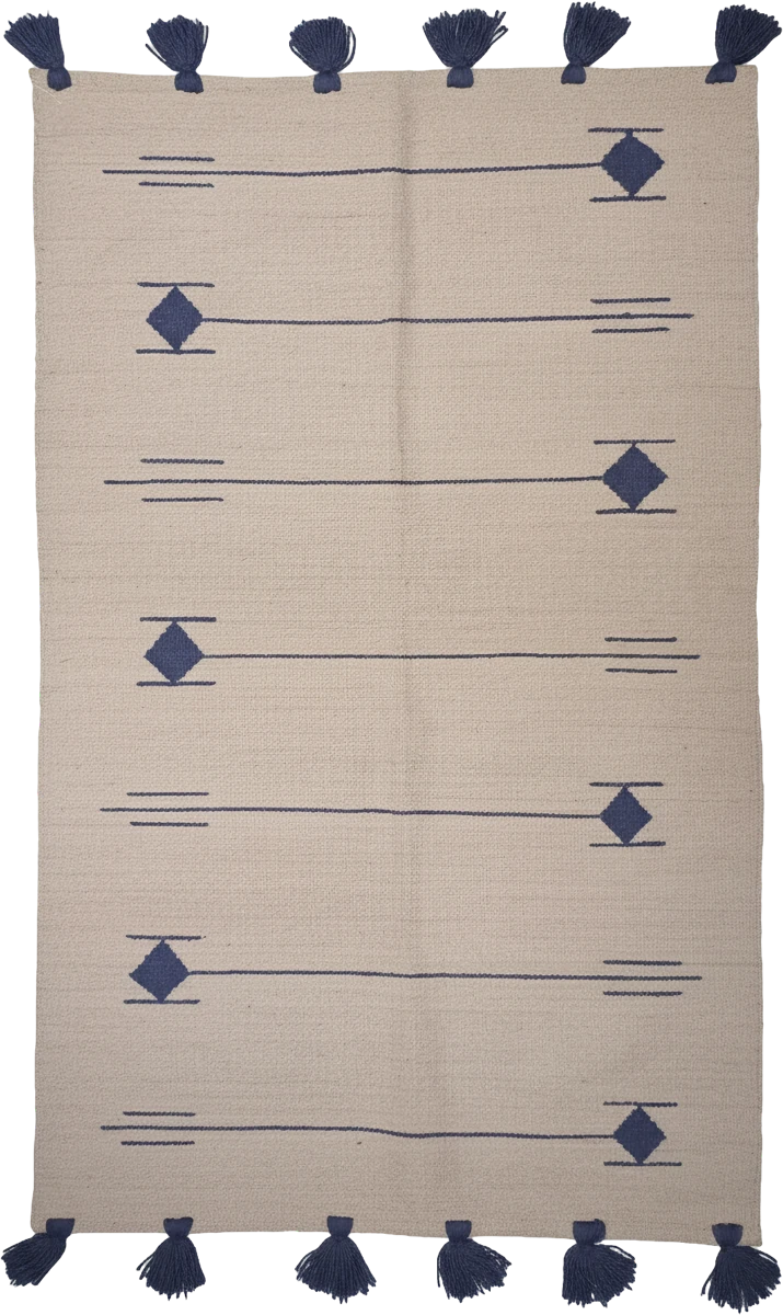 Handmade Modern Gray And Dark Blue Kilim