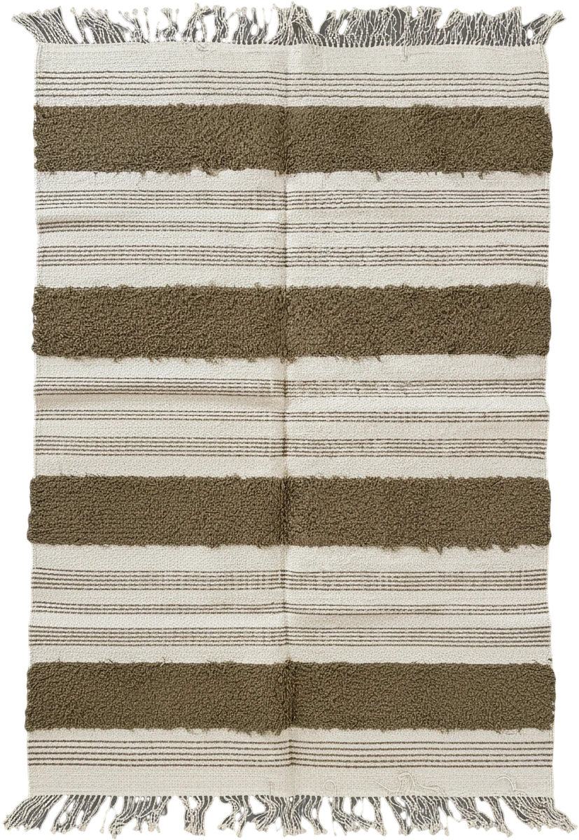 Handmade Modern Off White And Brown Kilim