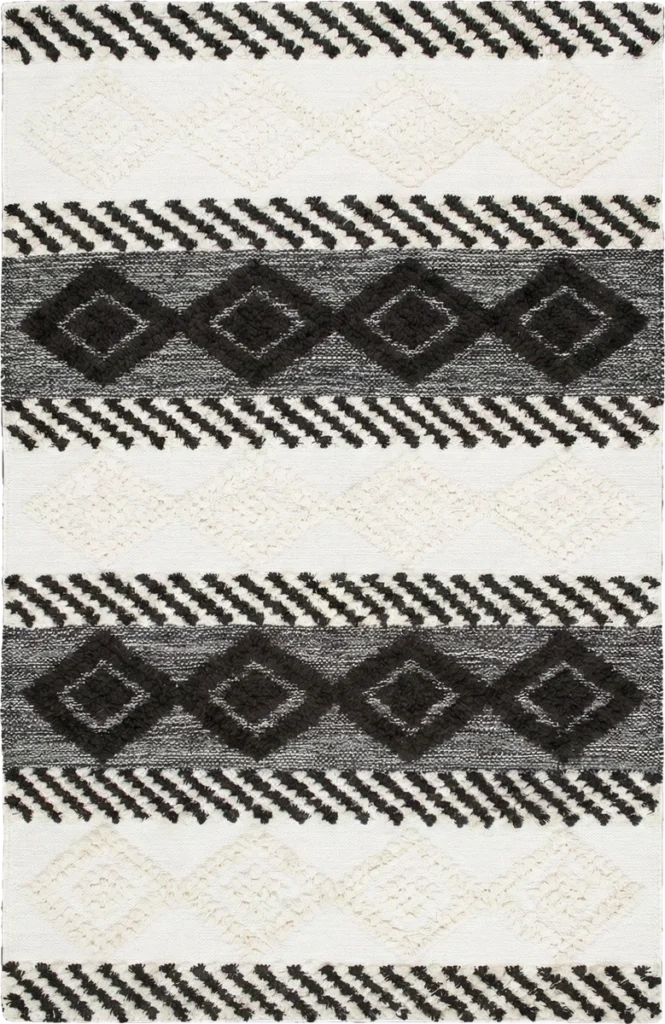 Handmade Modern Black And White Kilim