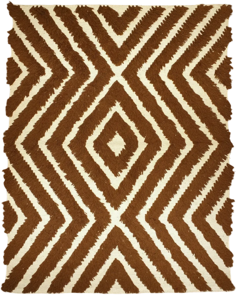 Handmade Modern Brown And Off White Kilim