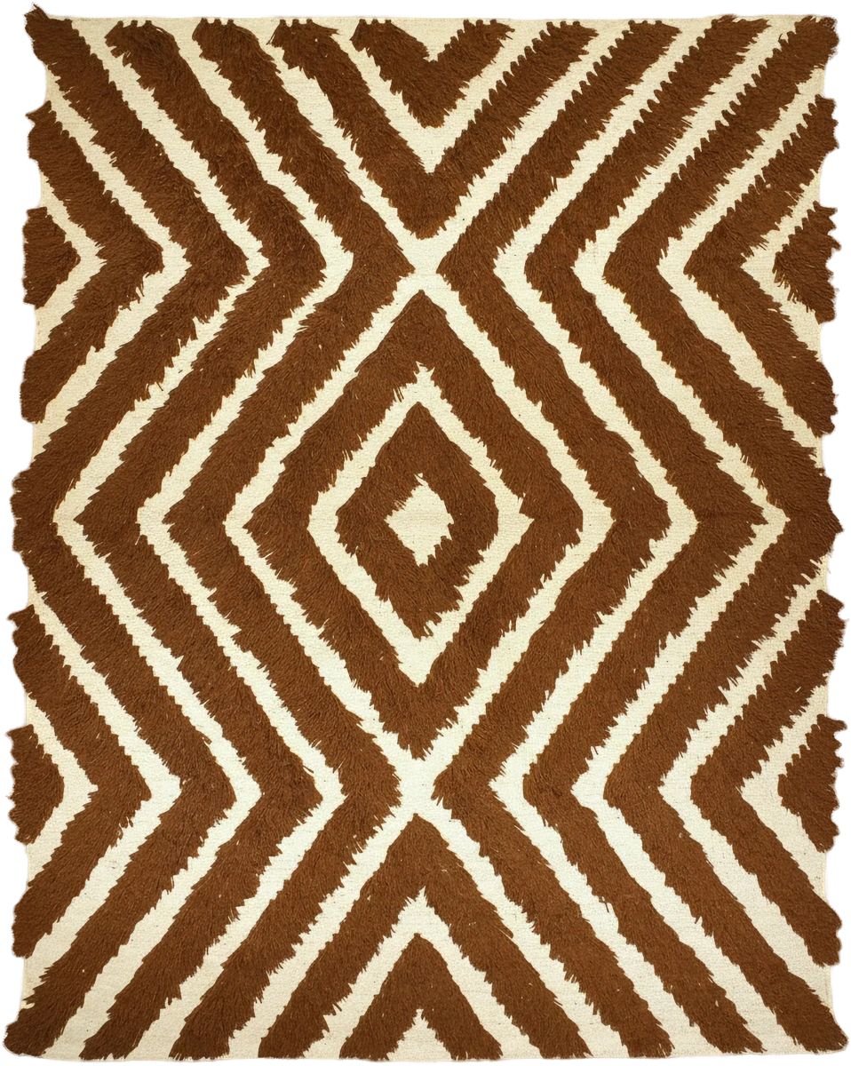 Handmade Modern Brown And Off White Kilim