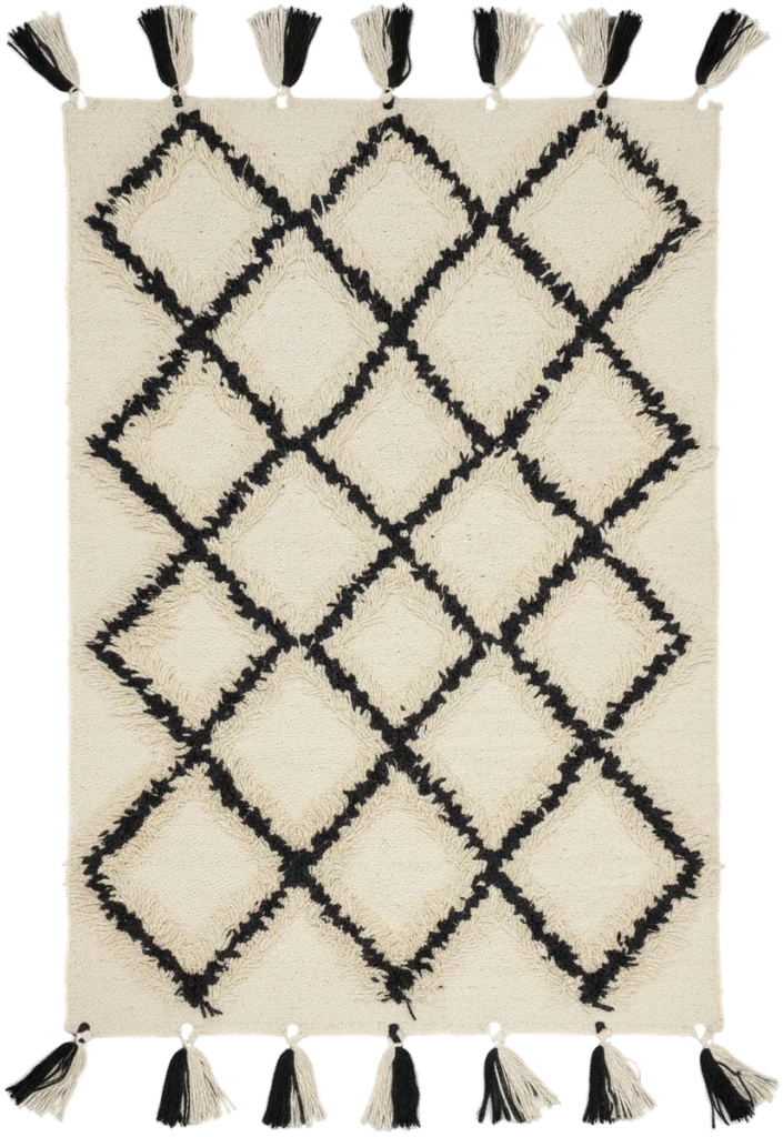 Handmade Modern Black And Off White Kilim